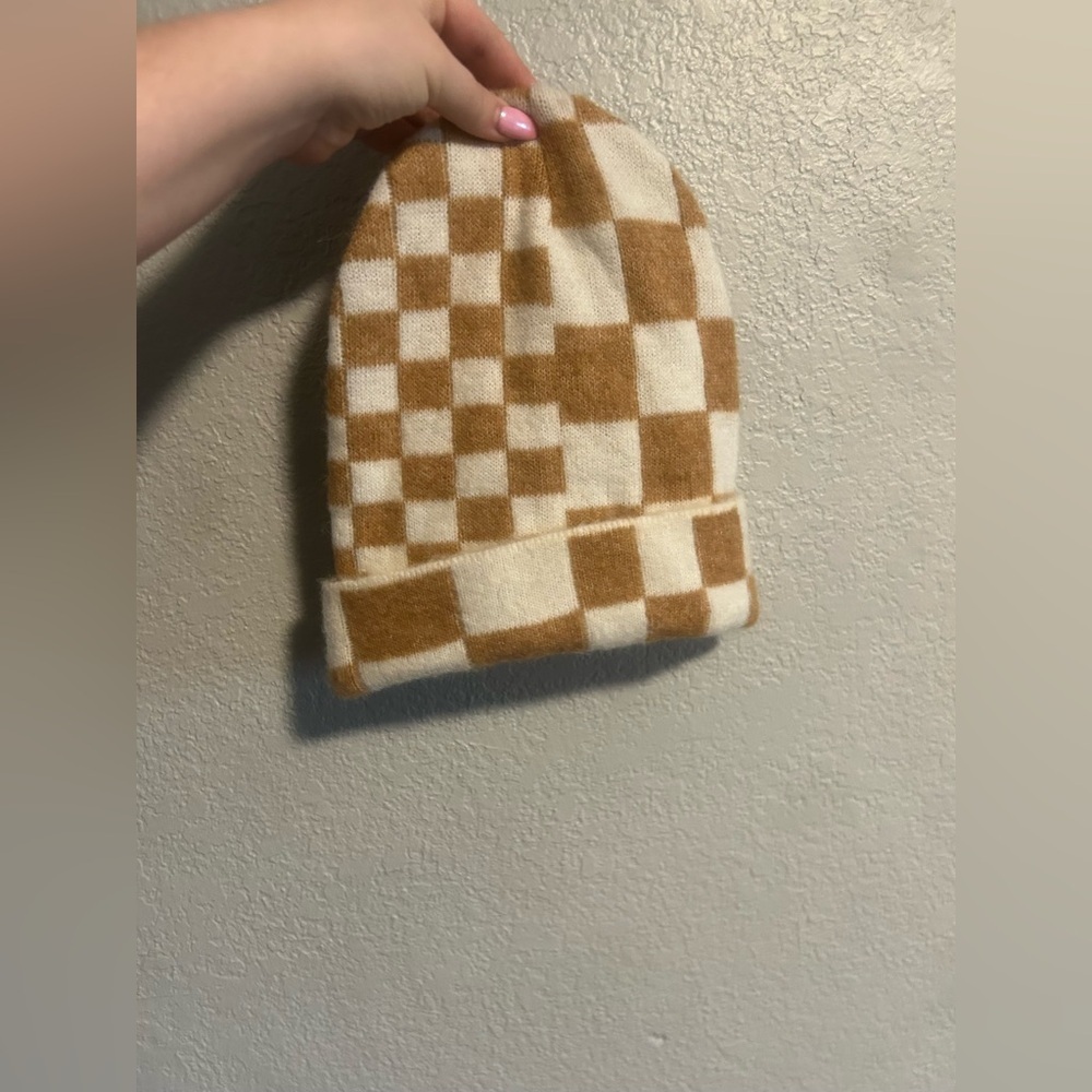 Maeve Anthropologie wool checkered beanie
